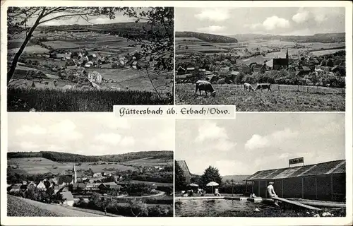 Ak Güttersbach Erbach im Odenwald Hessen, Teilansichten, Schwimmbad