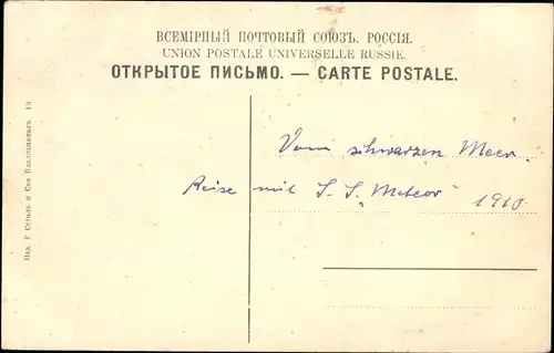 Ak Russland, Ortspartie, Auf der Rückseite, Vom schwarzen Meer, Reise mit SS Meteor 1910