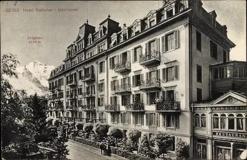 Ak Interlaken Kanton Bern Schweiz, Hotel National, Außenansicht