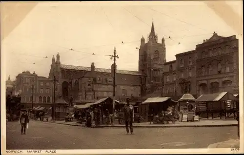 Ak Norwich Norfolk East of England, Market Place