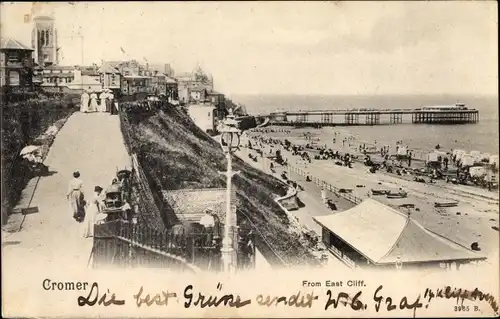Ak Cromer East of England, View from East Cliff