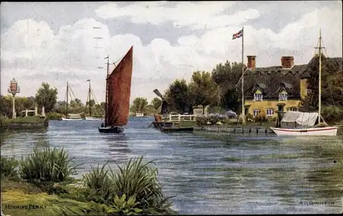 Künstler Ak Quinton, Horning Norfolk East of England, Ferry, Segelboot