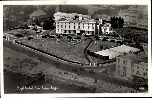Ak Bognor Regis South East England, Royal Norfolk Hotel, Fliegeraufnahme