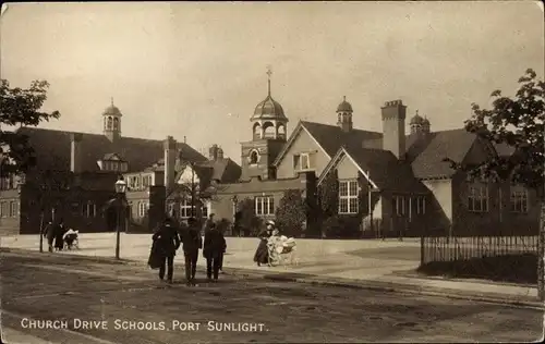 Ak Port Sunlight North West England, Church Drive Schools