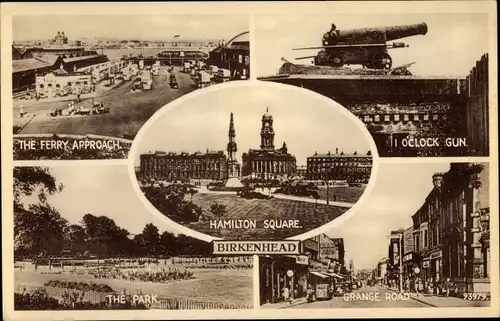 Ak Birkenhead North West England, Grange Road, Hamilton Square, Ferry Approach, Park