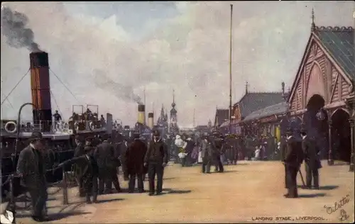 Künstler Ak Liverpool North West England, Landing Stage, Steamer