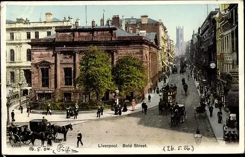 Ak Liverpool North West England, Bold Street, Kutschen
