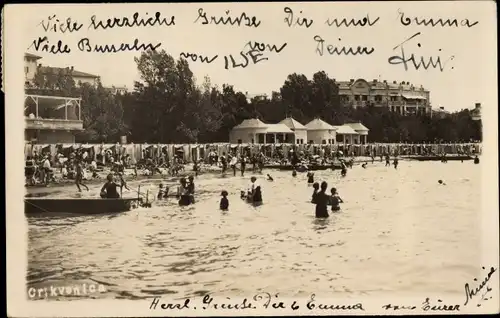 Ak Crikvenica Kroatien, Badeanstalt, Wasserpartie