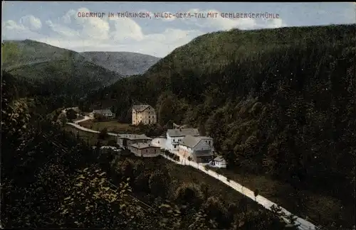 Ak Oberhof im Thüringer Wald, Hotel Pension Gehlberger Mühle, Tal der wilden Gera