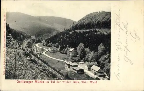 Ak Oberhof im Thüringer Wald, Hotel Pension Gehlberger Mühle, Tal der wilden Gera