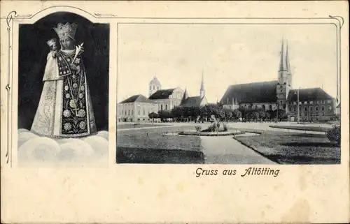 Ak Altötting in Oberbayern, Gnadenbild, heilige Kapelle, Kirche, Platz