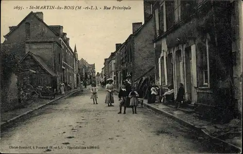 Ak Saint Martin du Bois Maine-et-Loire, Rue Principale