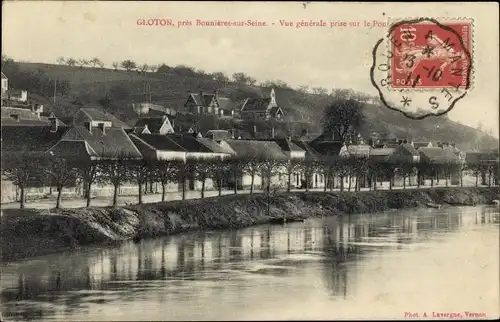 Ak Gloton Yvelines, Vue generale prise sur le Pont