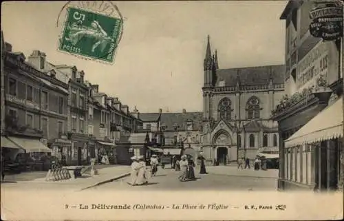 Ak La Delivrande Calvados, Le Place de l'Eglise