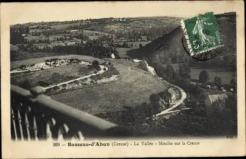 Ak Busseau d'Ahun Creuse, La Vallee, Moulin sur la Creuse