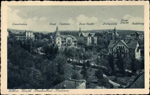 Ak Kudowa Zdrój Bad Kudowa Schlesien, Sanatorium, Haus Carmen, Stolzenfels, Habsburg