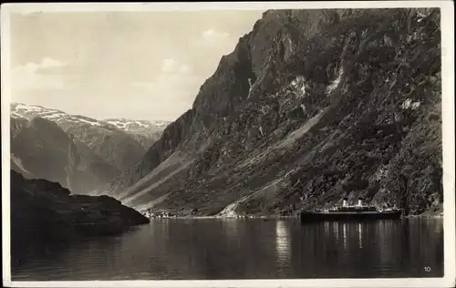 Ak Gudvangen Norwegen, Wasserpartie, Dampfer, Berge