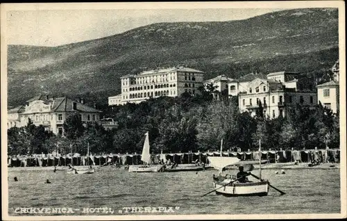 Ak Crikvenica Kroatien, Hotel Therapia, Wasserpartie