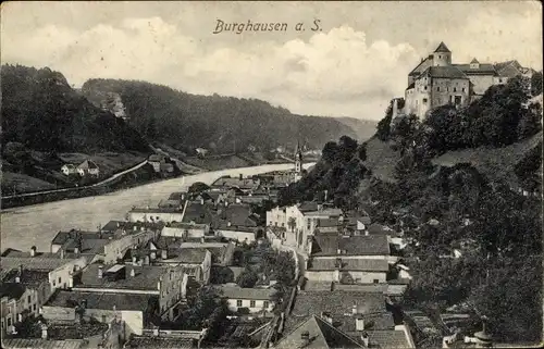 Ak Burghausen an der Salzach Bayern, Teilansicht mit Burg