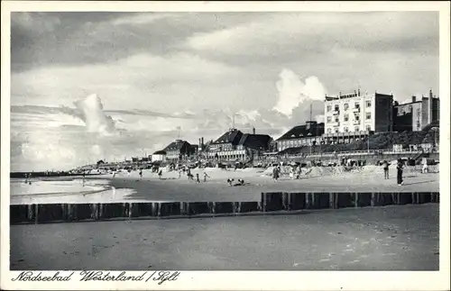 Ak Westerland auf Sylt, Nordseebad, Strandpartie