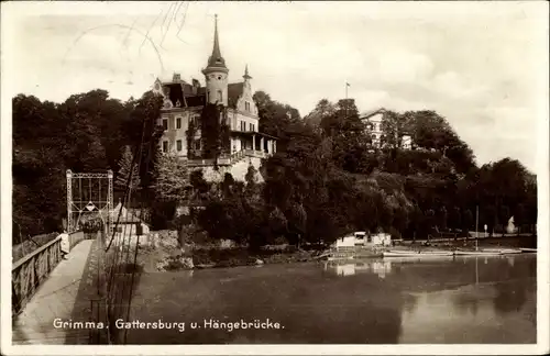 Ak Grimma in Sachsen, Gattersburg und Hängebrücke