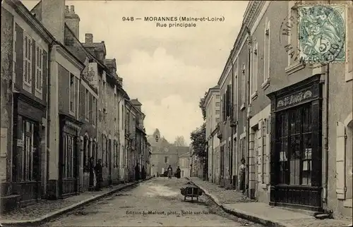 Ak Morannes Maine et Loire, Rue principale