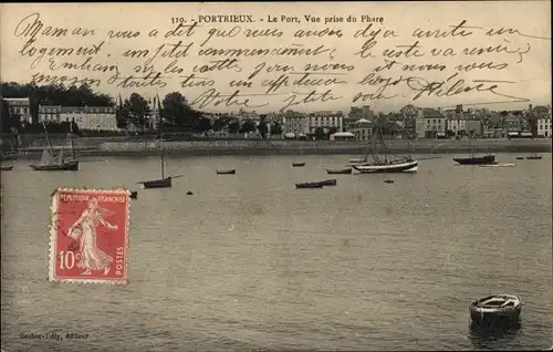 Ak Portrieux Cotes d'Armor, Le Port, Vue prise du Phare