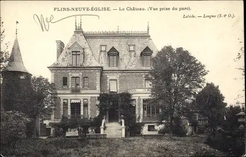 Ak Flins Neuve Eglise Yvelines, Le Chateau, vue prise du Parc