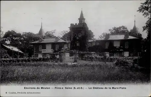 Ak Flins sur Seine Yvelines, Le Chateau de la Mare Plate