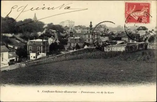 Ak Conflans Sainte Honorine Yvelines, Panorama, vu de la Gare