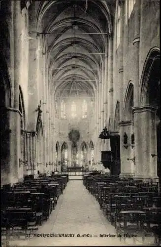 Ak Montfort l'Amaury Yvelines, Interieur de l'Eglise