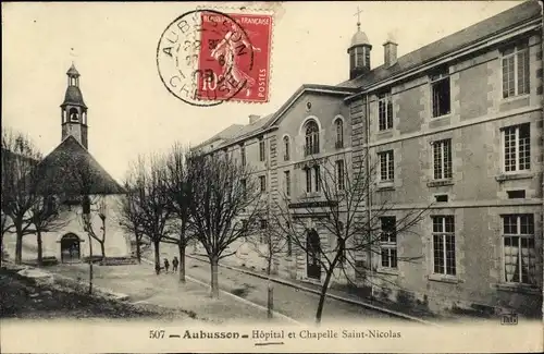 Ak Aubusson Creuse, Hopital et Chapelle Saint Nicolas