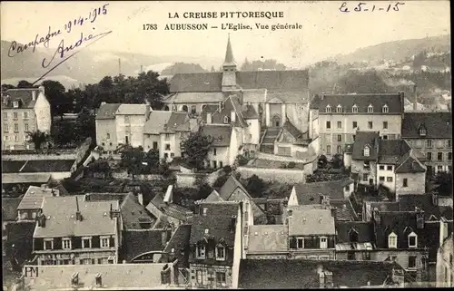 Ak Aubusson Creuse, L'Eglise, Vue generale