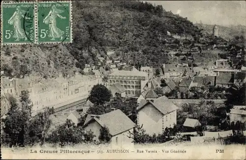 Ak Aubusson Creuse, Rue Vaveix, Vue Generale