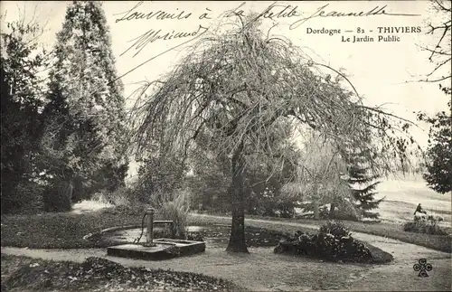 Ak Thiviers Dordogne, Le Jardin Public