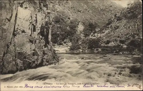 Ak Correze Frankreich, Le Saut du Saumon,