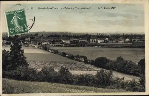 Ak Pont de Chéruy Isère, vue générale