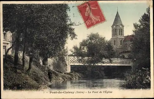 Ak Pont de Chéruy Isère, Le Pont de l'Église