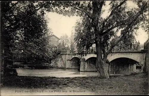 Ak Pont de Chéruy Isère, Le Pont sur la Bourbre