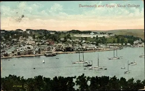 Ak Dartmouth Devon, Blick auf den Ort, Royal Naval College