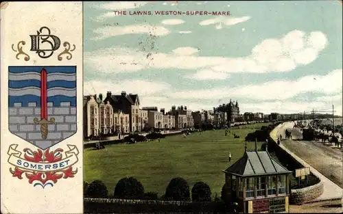 Wappen Ak Weston super Mare South West England, The Lawns
