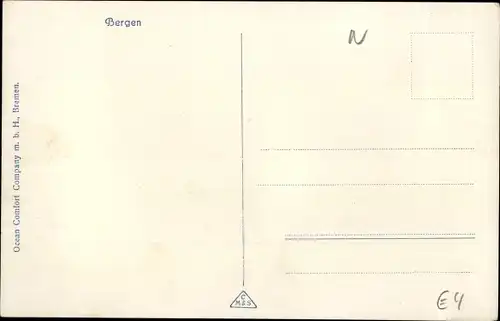 Ak Bergen Norwegen, Blick auf den Ort, Hafenpartie