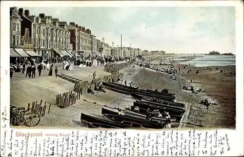 Ak Blackpool North West England, Looking South, Promenade