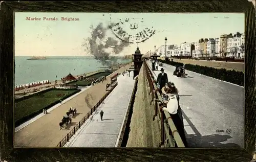 Ak Brighton South East England, Marine Parade, Promenade