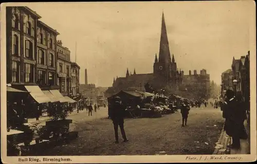 Ak Birmingham West Midlands England, Bull Ring, Market