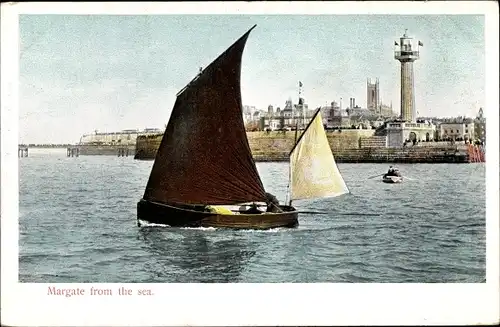 Ak Margate South East England, Sailing Boat, Lighthouse