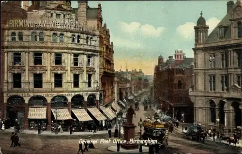 Ak Birmingham West Midlands England, General Post Office