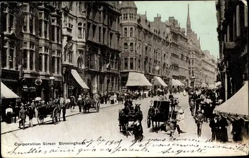 Ak Birmingham West Midlands England, Corporation Street