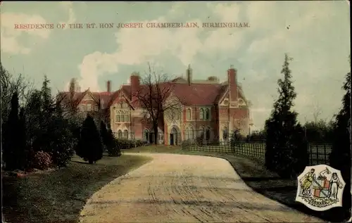Ak Birmingham West Midlands England, Residence of the Rt hon Joseph Chamberlain
