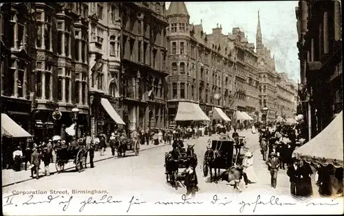 Ak Birmingham West Midlands England, Corporation Street